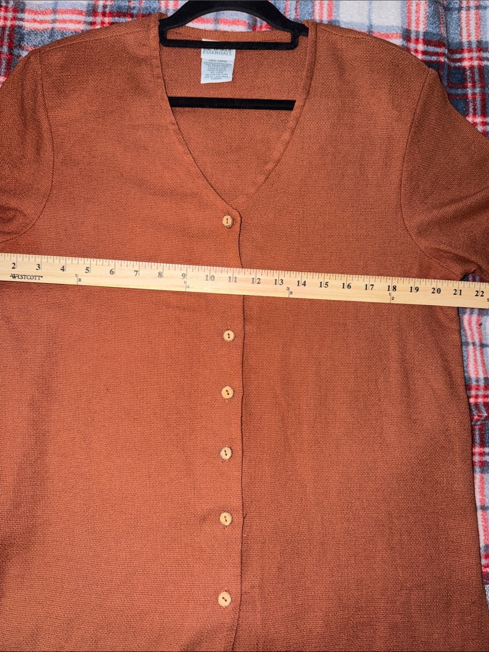 Liz Baker Rust Button-Front V-Neck Top - Picture 6 of 8